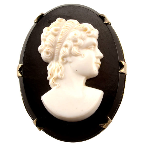 Black and White Onyx Cameo Brooch