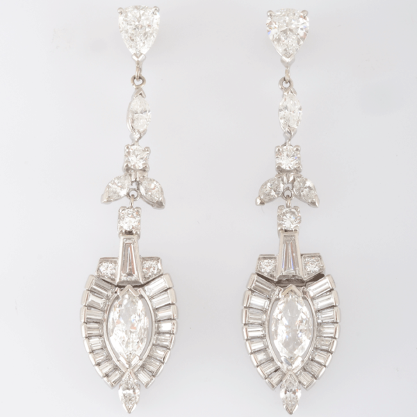 Platinum 6.40 CTW Diamond Dangle Earrings
