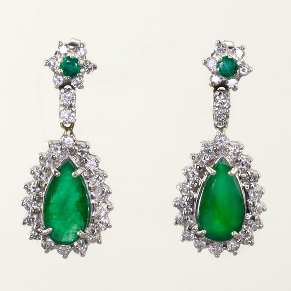 6.0 CTW Emerald and Diamond Earrings