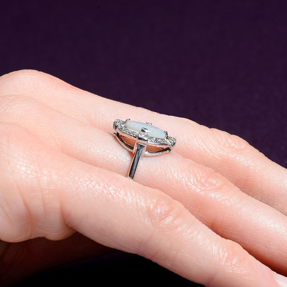 Opal & Diamond White Gold Ring