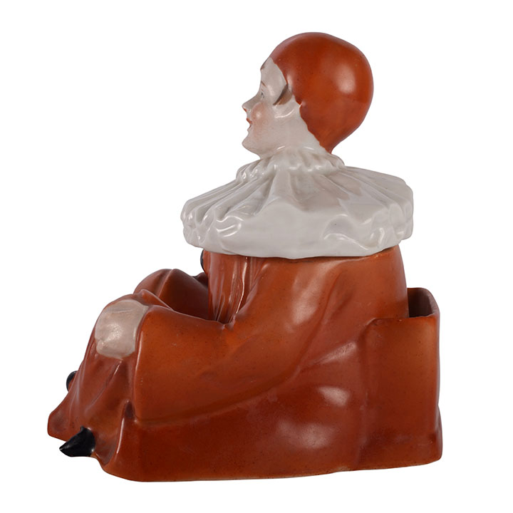 Porcelain Seated Pierrot Figural Box