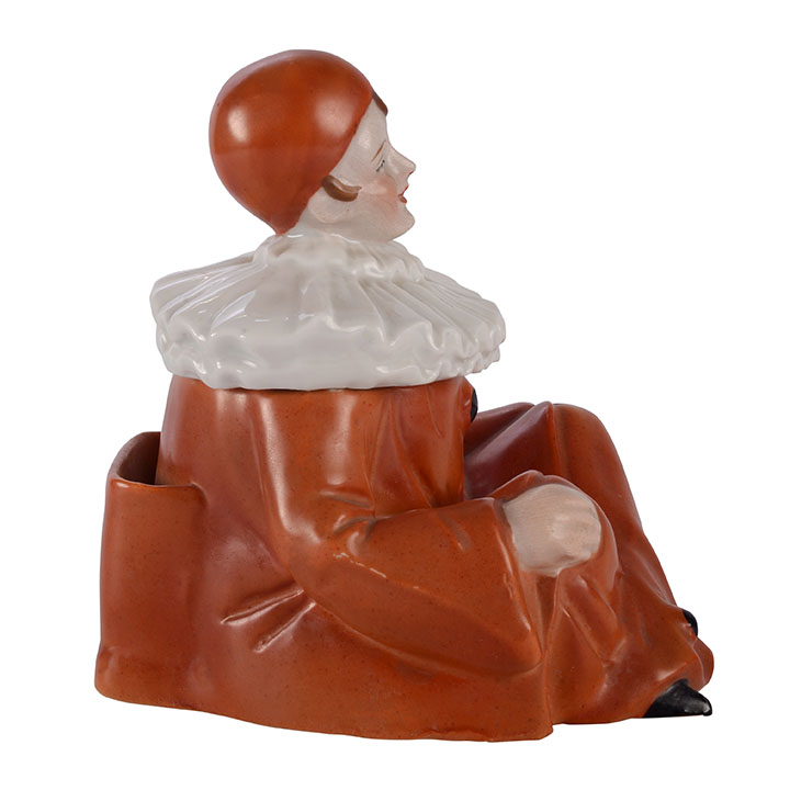 Porcelain Seated Pierrot Figural Box