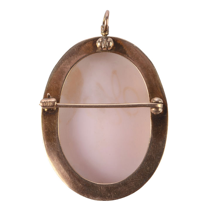 Seed Pearl and Shell Cameo Brooch or Pendant