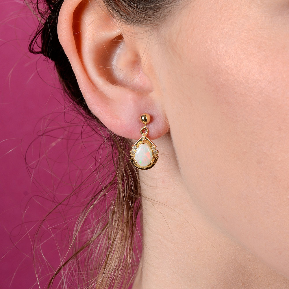 Pear Opal Dangle Earrings