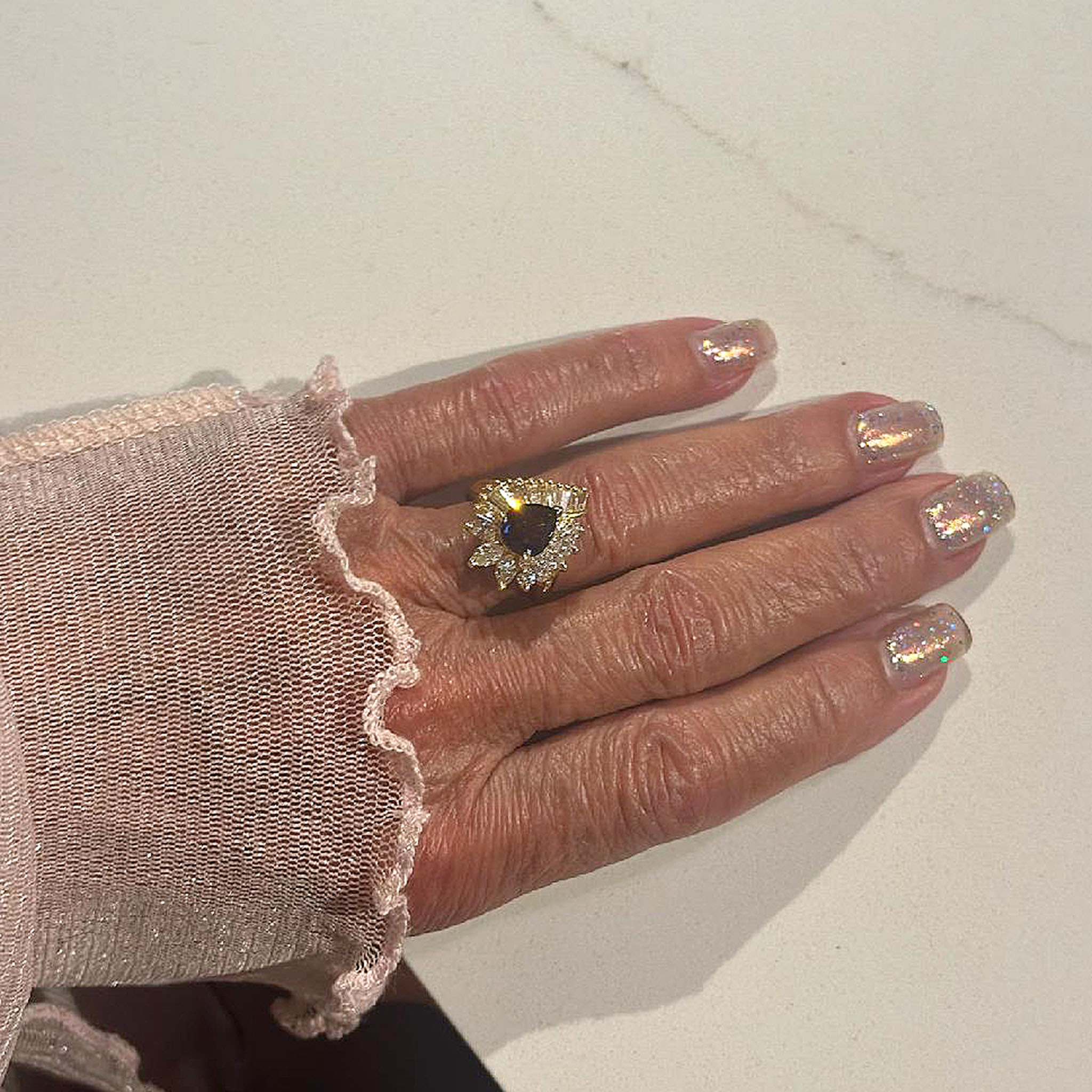 Pear Sapphire Diamond Ring