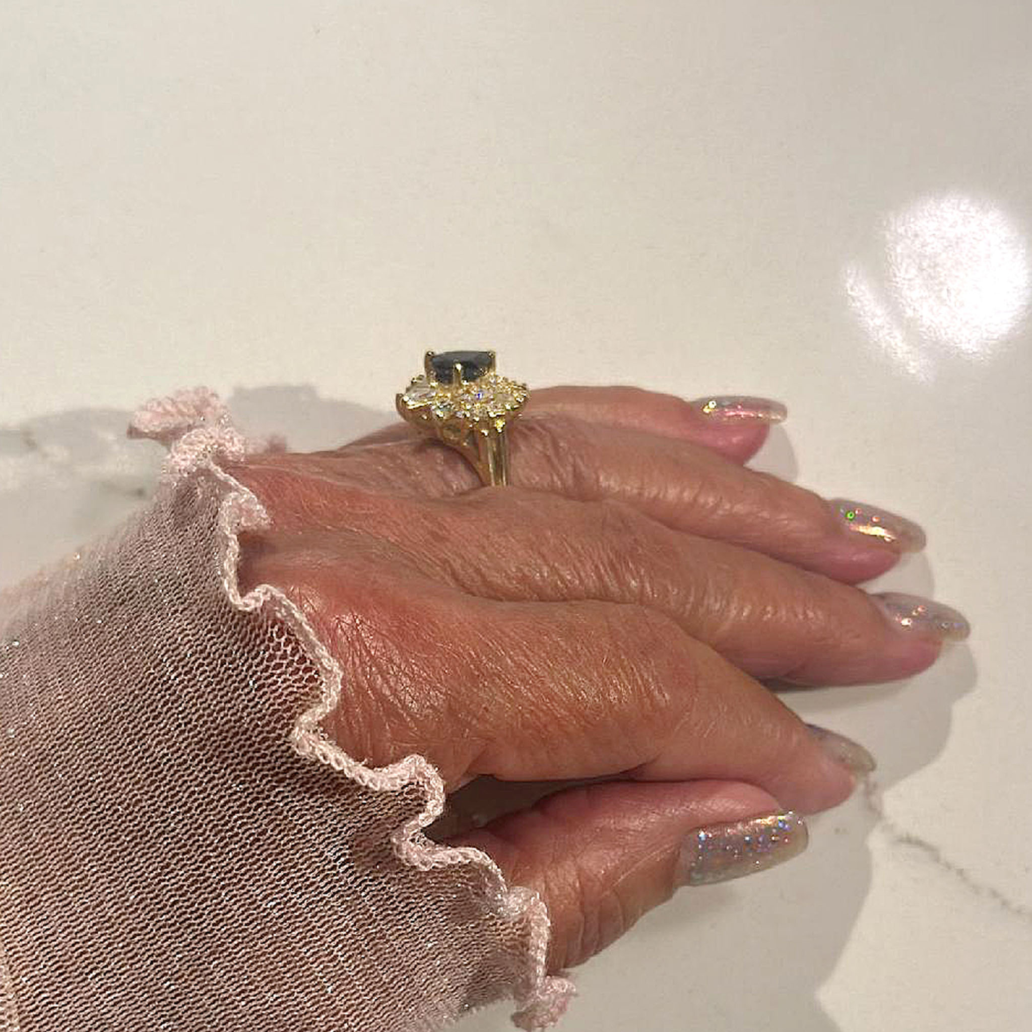 Pear Sapphire Diamond Ring