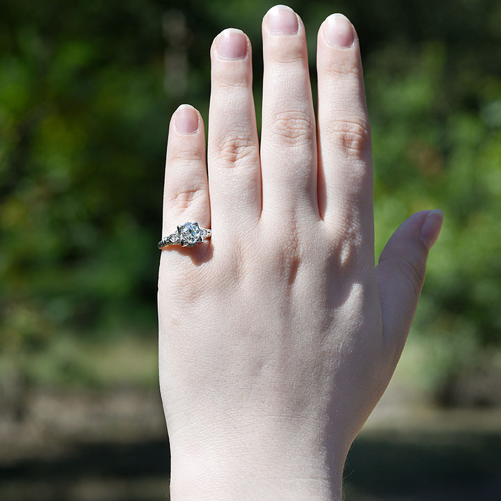 Art Deco .94 Carat Diamond Engagement Ring