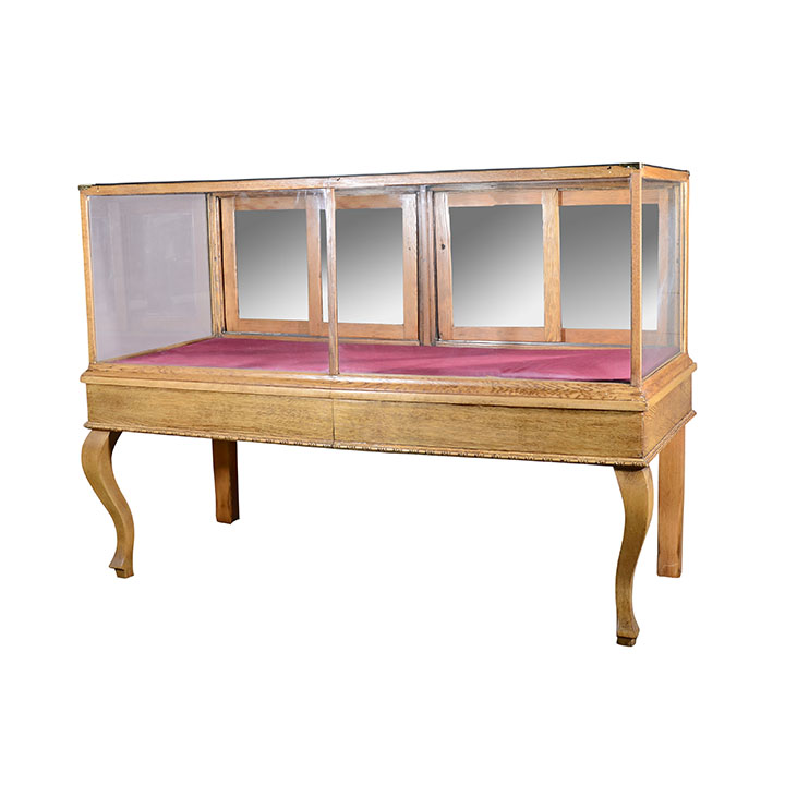 Oak Display Cabinet on Stand