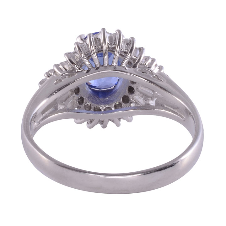 Ceylon Color Sapphire & Diamond Platinum Ring