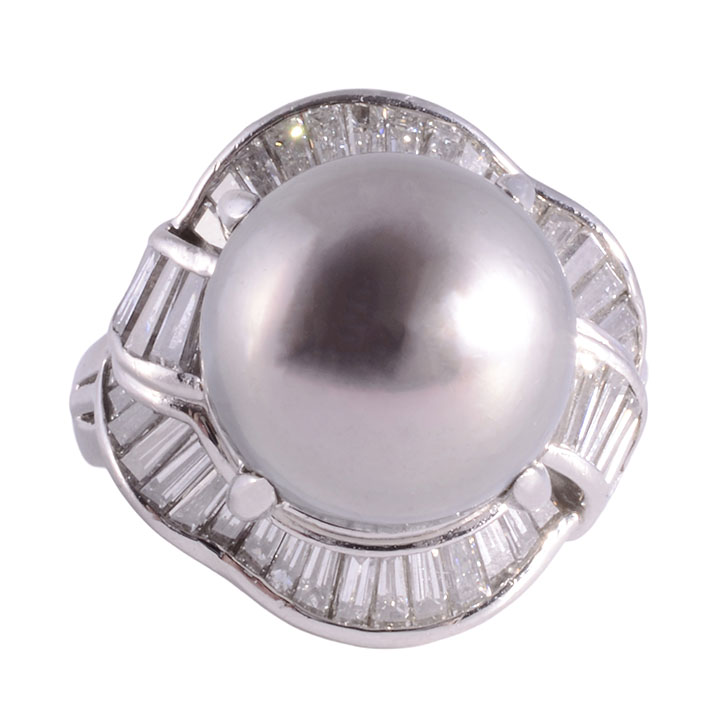 South Seas Pearl Platinum Ring