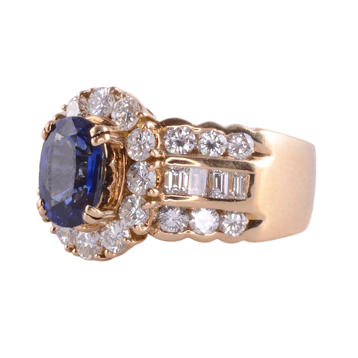 Sapphire & VS Diamond 18K Ring
