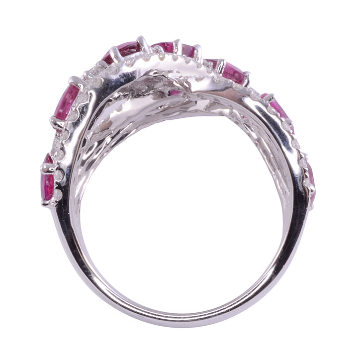 Ruby & Diamond 18KW Wide Ring