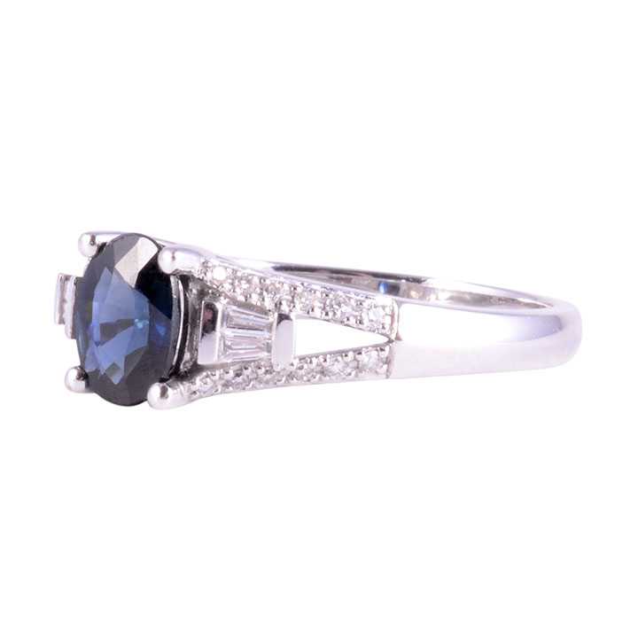 0.80 Oval Sapphire and Diamond Ring