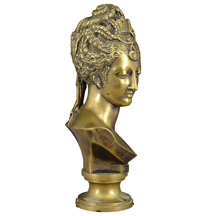 Bronze Bust of a Pretty Woman with a Tiara
