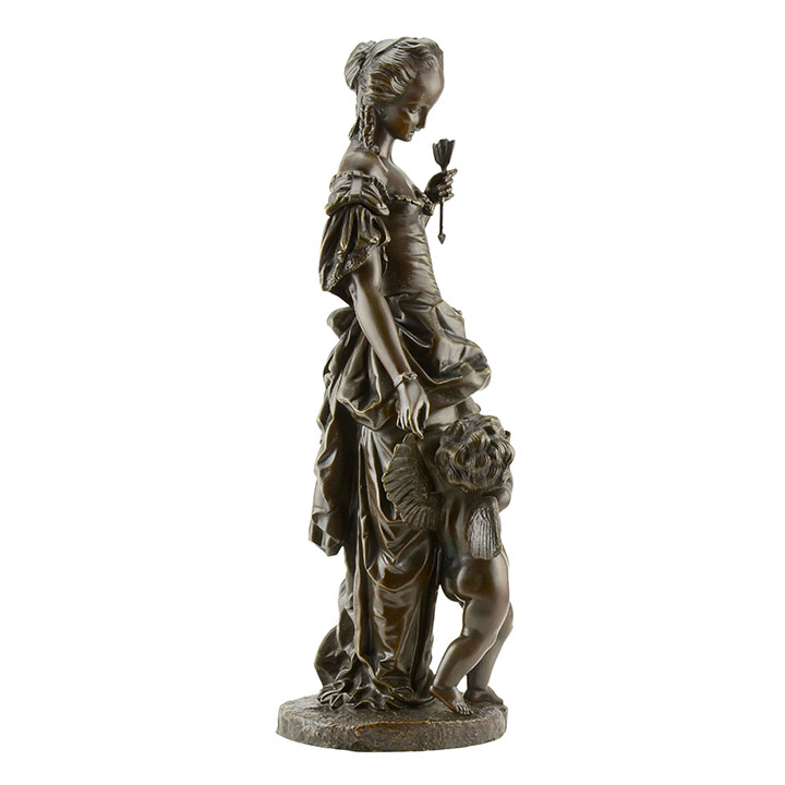 Bronze Sculpture Woman with Cupid