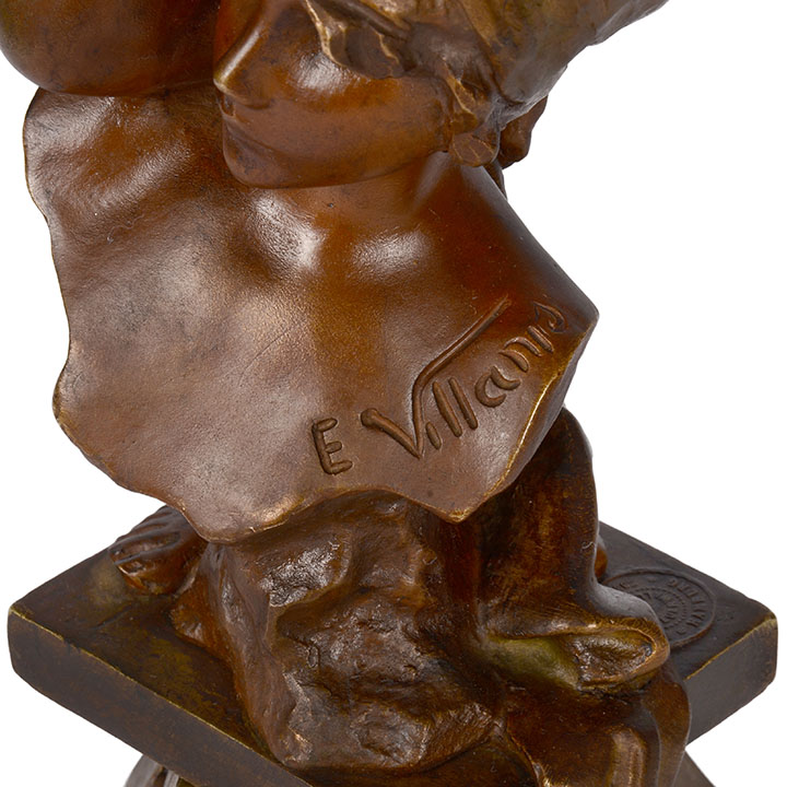 Emmanuel Villanis Bronze Sculpture with Foundry Stamp