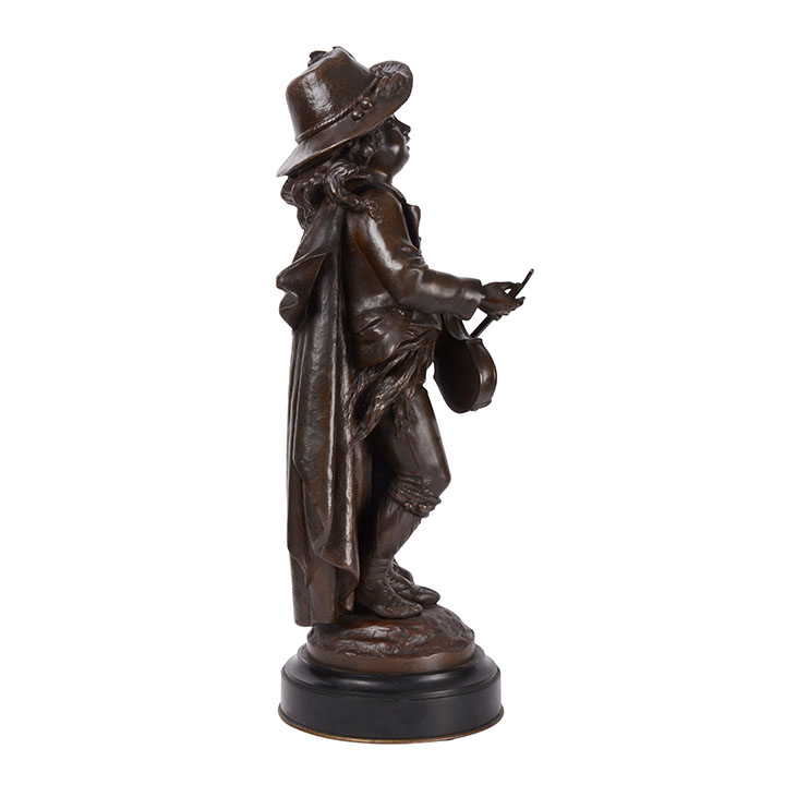 Maubuch Violinist with Hat Bronze Sculpture