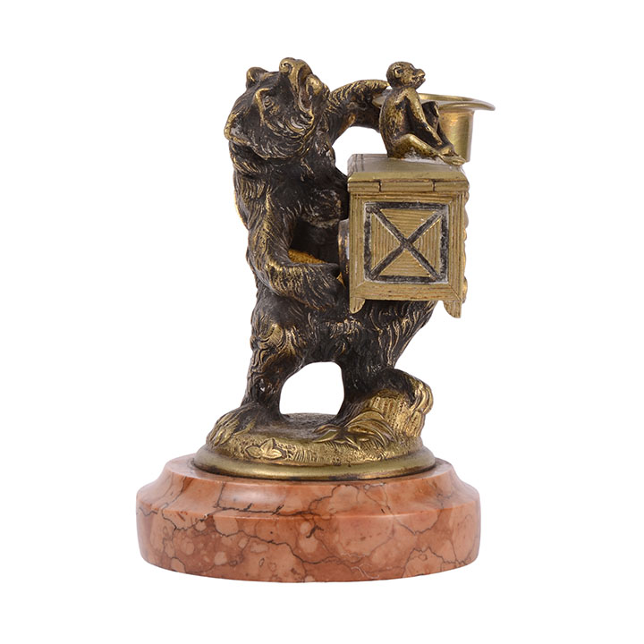 Bear Monkey Grinder Bronze Sculpture