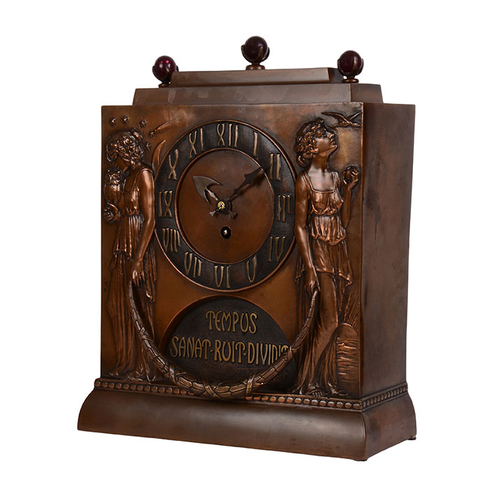 French Art Nouveau Copper Clock