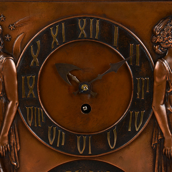French Art Nouveau Copper Clock