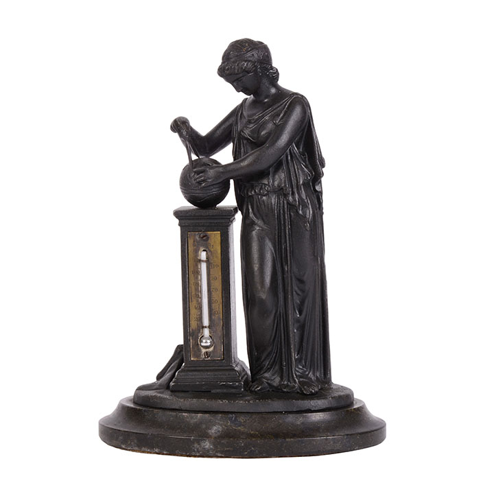 Victorian Figural Bronze Thermometer