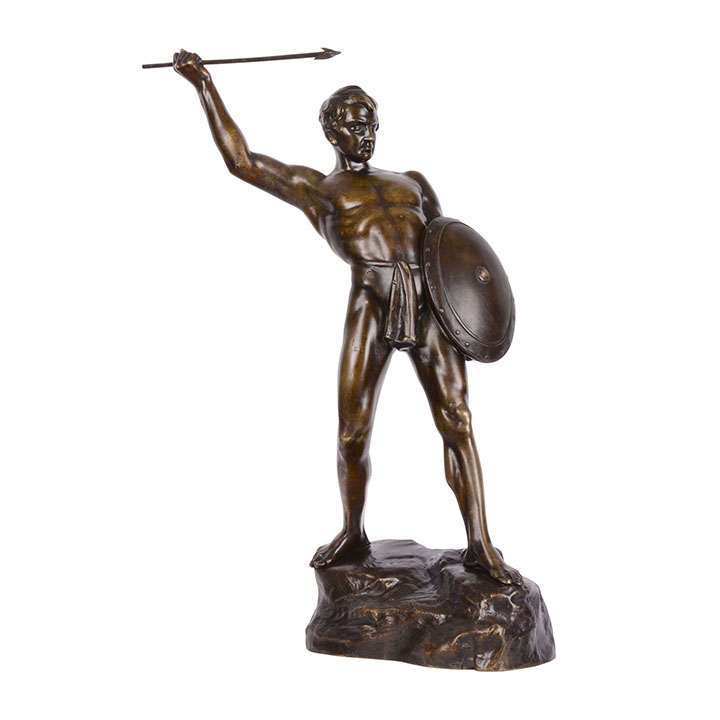 Fuch Spearman Warrior Bronze Sculpture