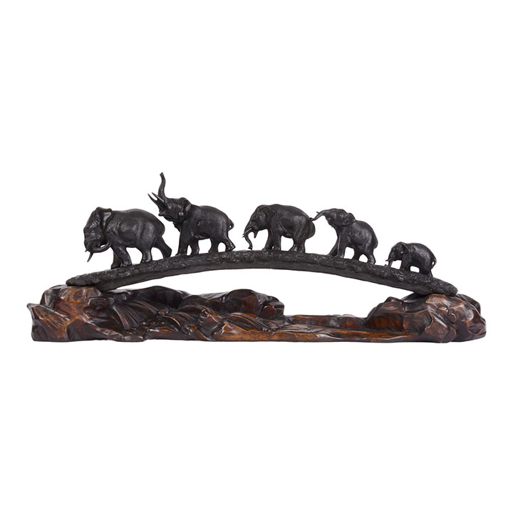 Bridge of Elephants Bronze Sculpture