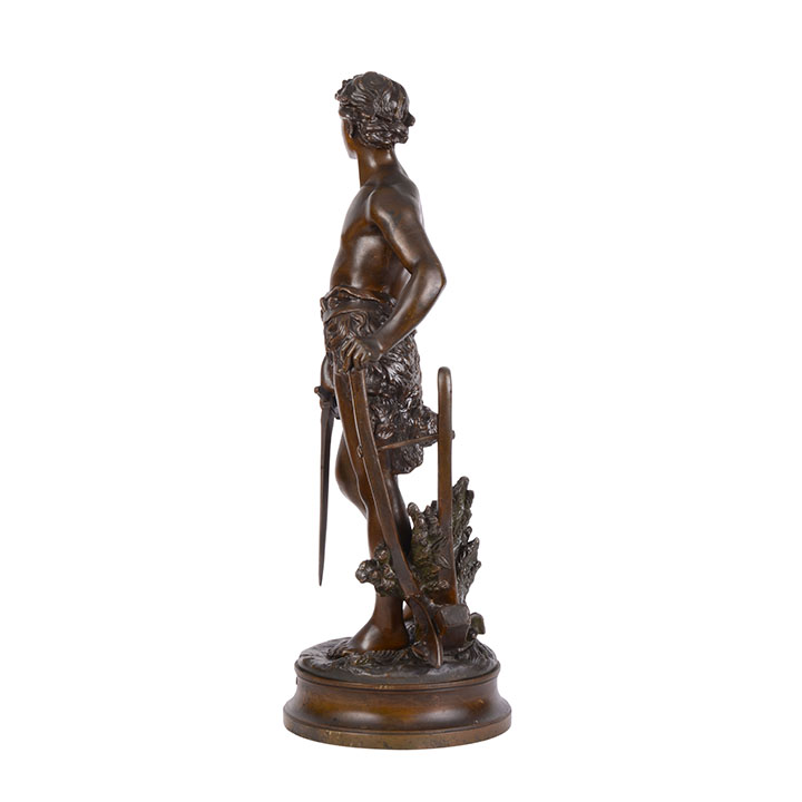 Art Nouveau Adrien Etienne Gaudez Farmer Warrior Bronze Sculpture