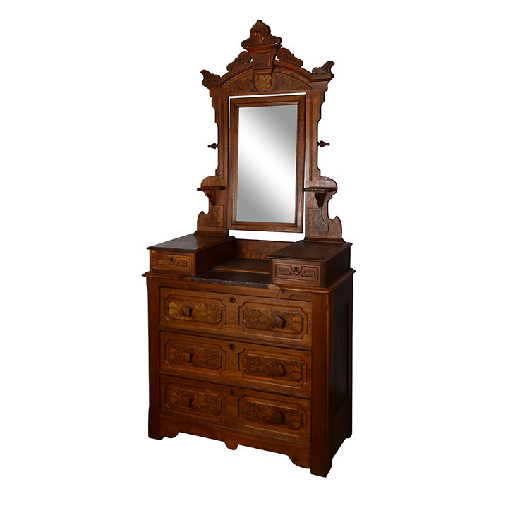 Walnut Dresser with Swivel Mirror