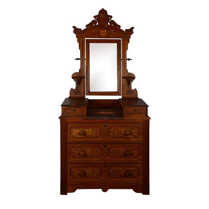 Walnut Dresser with Swivel Mirror