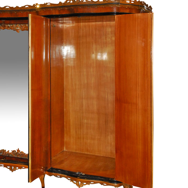 Large Italian Walnut Armoire with Marquetry Inlay