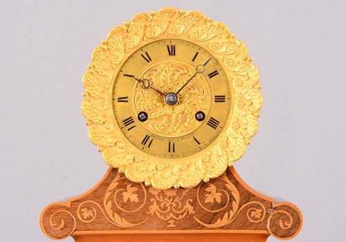 French Empire Satinwood Mantel Clock by Bouic