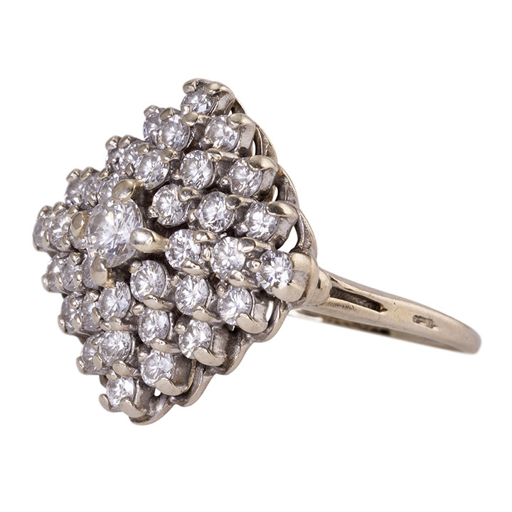 French Diamond Cluster Ring
