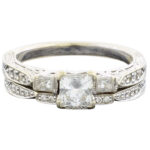 White Gold Bridal Set with 0.85 Carat Center Diamond by C Bernard