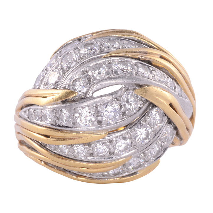 Swirl Diamond 18K Gold Ring