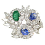1.37 CTW Diamond Ring with Sapphires and Emerald