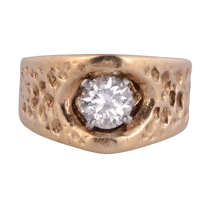 Textured Band Diamond Ring