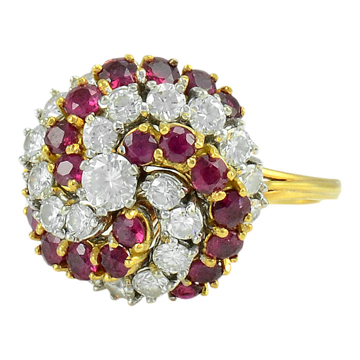 1.55 CTW Diamond and 1.40 CTW Ruby Cocktail Ring