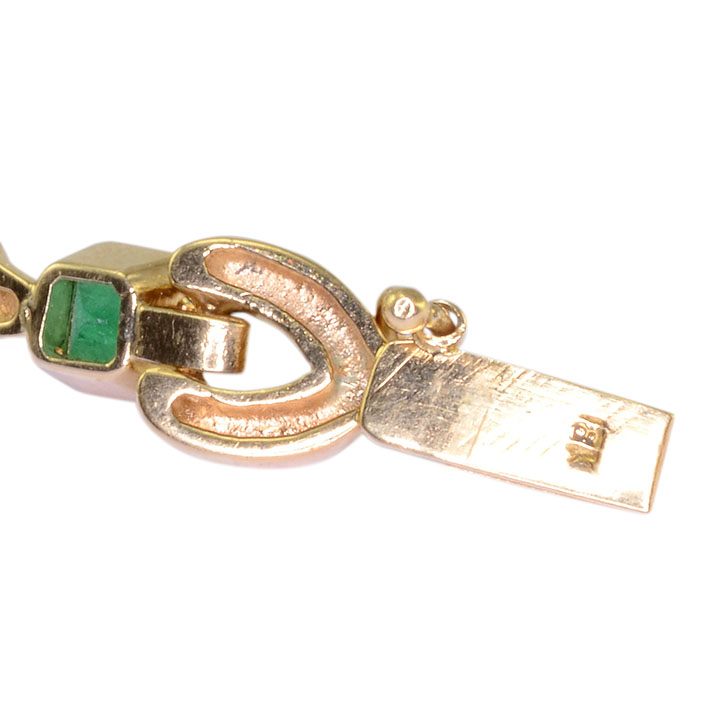 French 5.50 CTW Emerald 18K Gold Bracelet