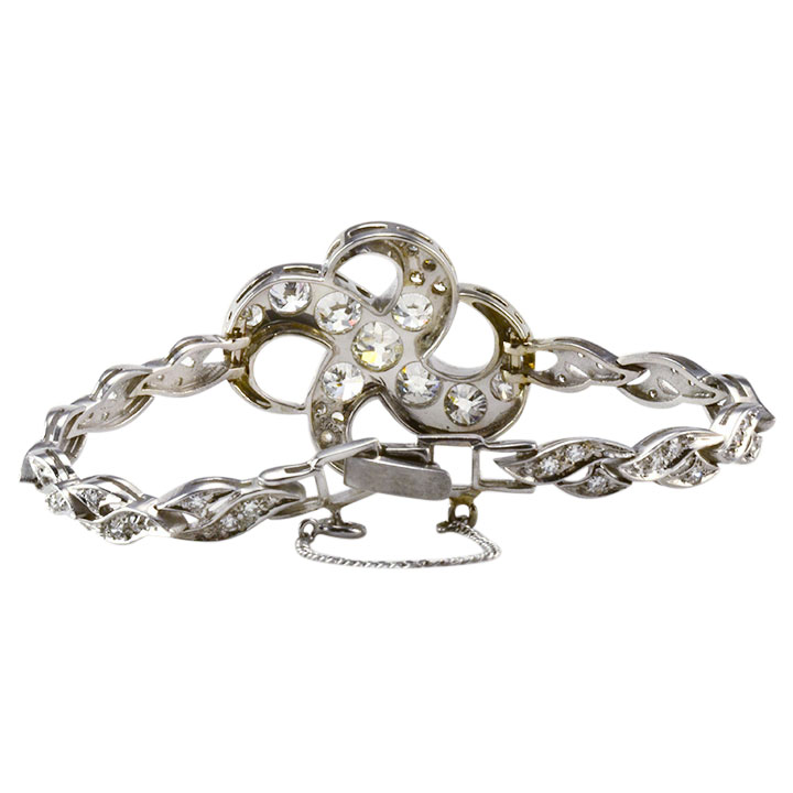 Rare Art Nouveau 4.91 CTW Diamond 18K White Gold Bracelet