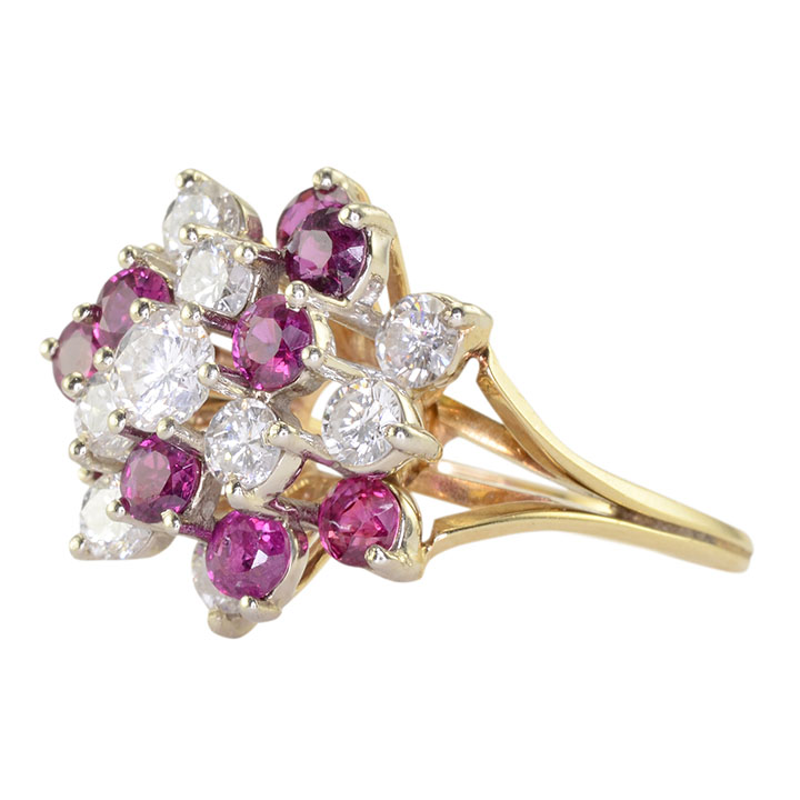 1.50 CTW Diamond and 1.35 CTW Ruby Cocktail Ring