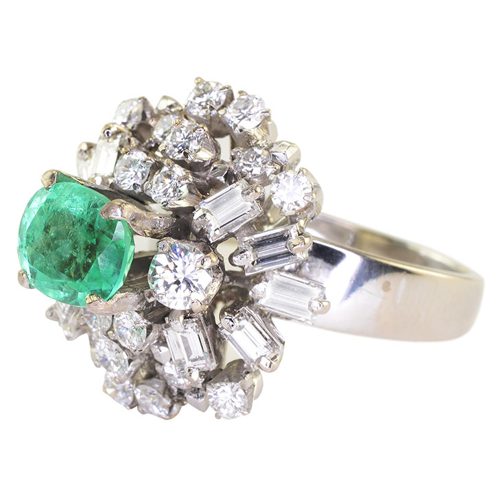 1.35 Carat Emerald and Diamond Ring
