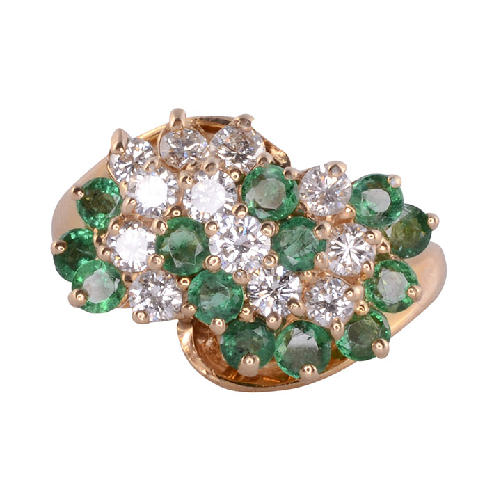 emerald diamond cluster ring