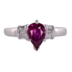 Pear Ruby Diamond Platinum Ring