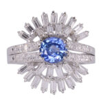 Sapphire Center Diamond Platinum Ring