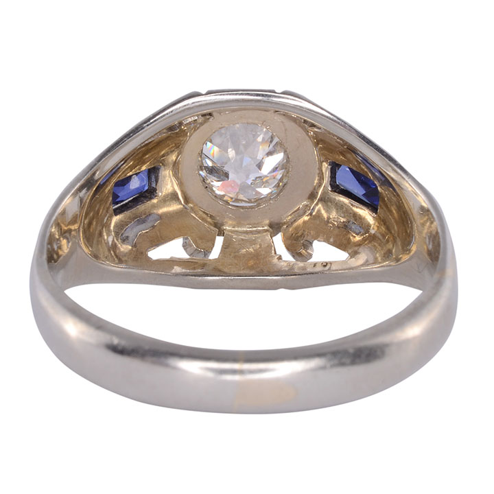 Art Deco .91 Carat Diamond White Gold Ring