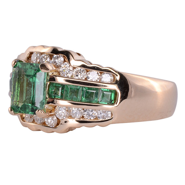 Emerald & Diamond Scalloped Ring