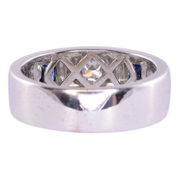 Princess Cut Diamond Sapphire Ring