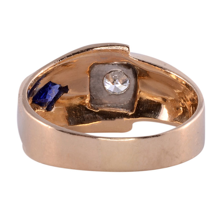 Diamond Buckle Ring with Tanzanite