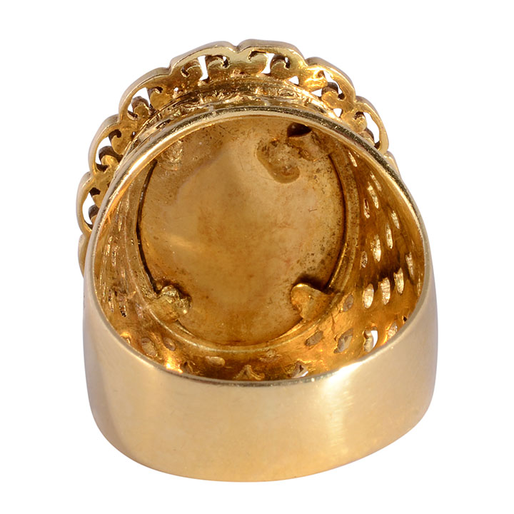 18 Karat Yellow Gold and Enamel Portrait Ring